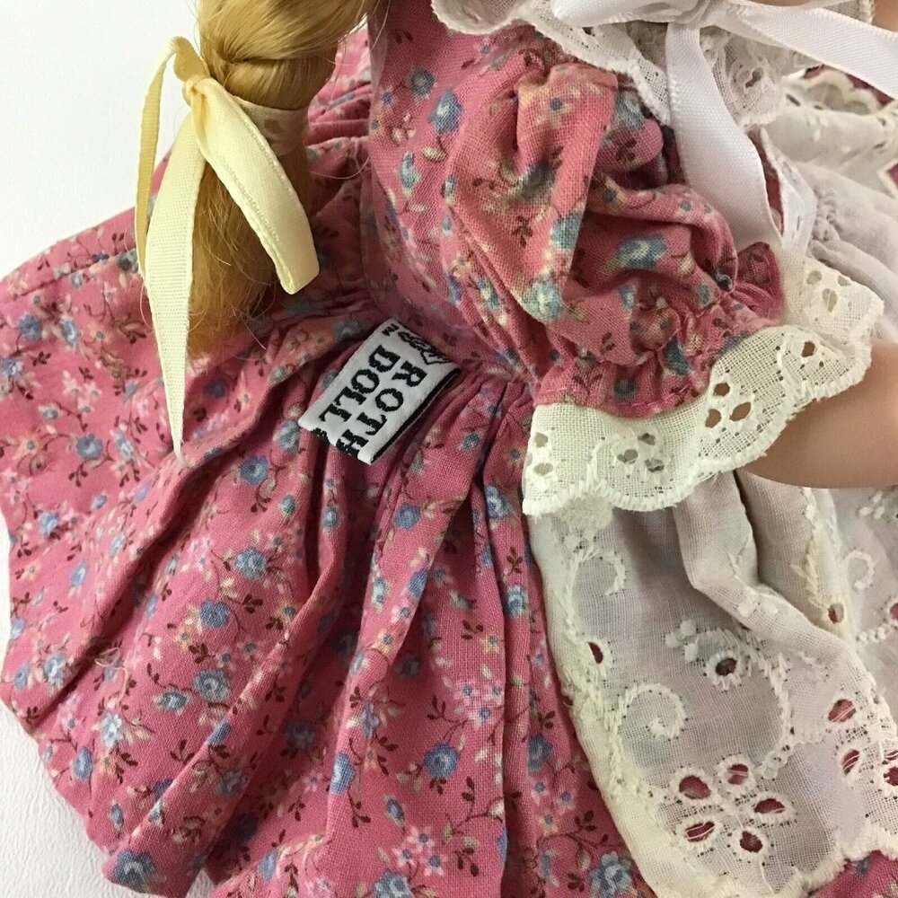 Rothschild Doll Co. Vinyl Jointed 1985 Blonde Braids Green Eyes 11” Floral Dress - Picture 12 of 16